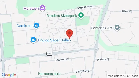 Lejligheder til leje i Randers NØ - kort over placeringen