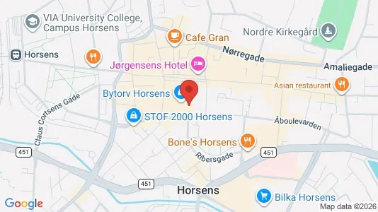 Lejligheder til leje i Horsens - kort over placeringen