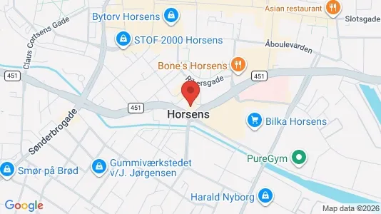Lejligheder til leje i Horsens - kort over placeringen