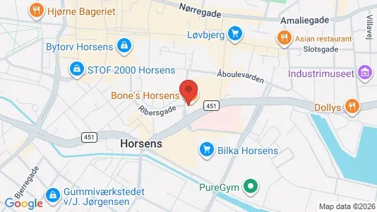 Lejligheder til leje i Horsens - kort over placeringen