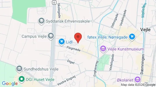 Lejligheder til leje i Vejle Centrum - kort over placeringen