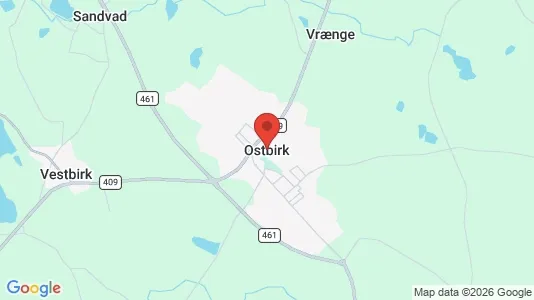 Huse til leje i Østbirk - kort over placeringen