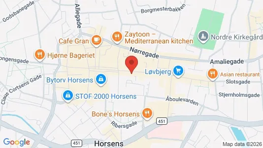 Lejligheder til leje i Horsens - kort over placeringen