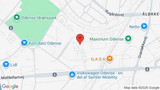 Lejligheder til leje i Odense V - kort over placeringen