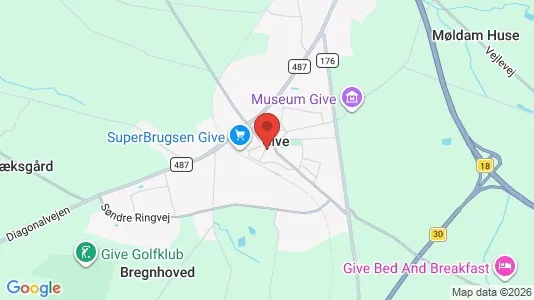 Huse til leje i Give - kort over placeringen