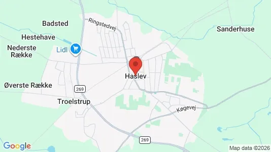 Huse til leje i Haslev - kort over placeringen