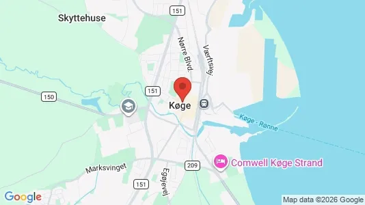 Huse til leje i Køge - kort over placeringen