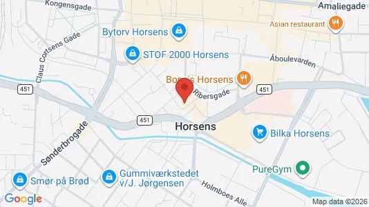 Lejligheder til leje i Horsens - kort over placeringen