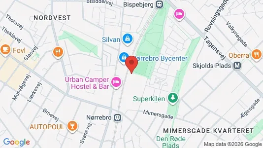 Lejligheder til leje i Nørrebro - kort over placeringen