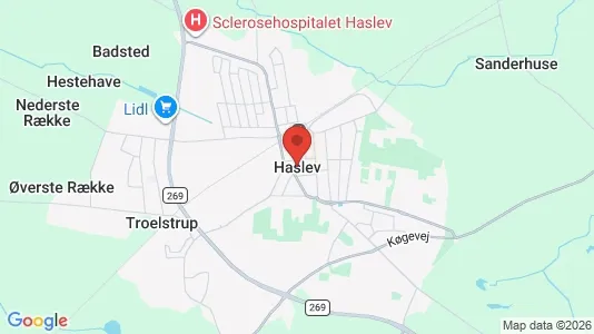 Lejligheder til leje i Haslev - kort over placeringen